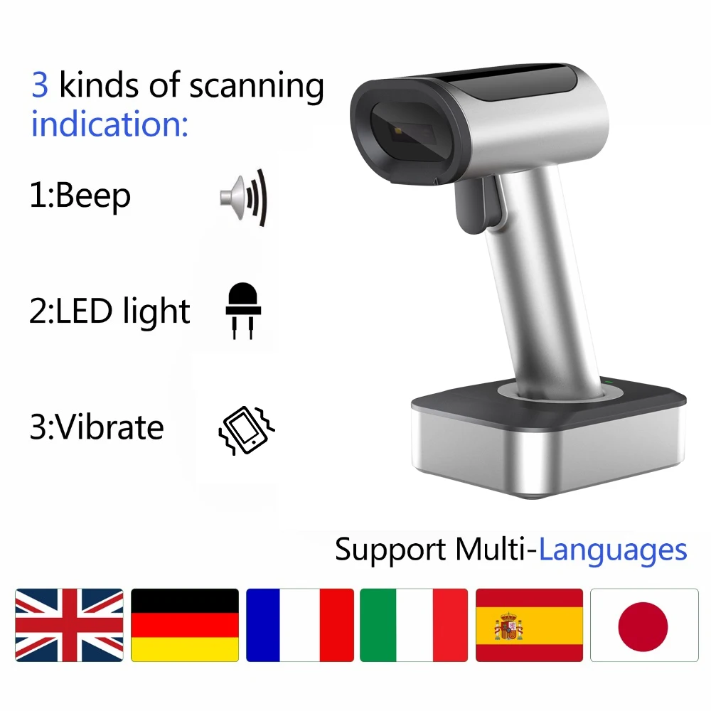 Беспроводной Bluetooth сканер штрих кода 1D/2D 16 м 30 100 1800 мА · ч|Сканеры| |