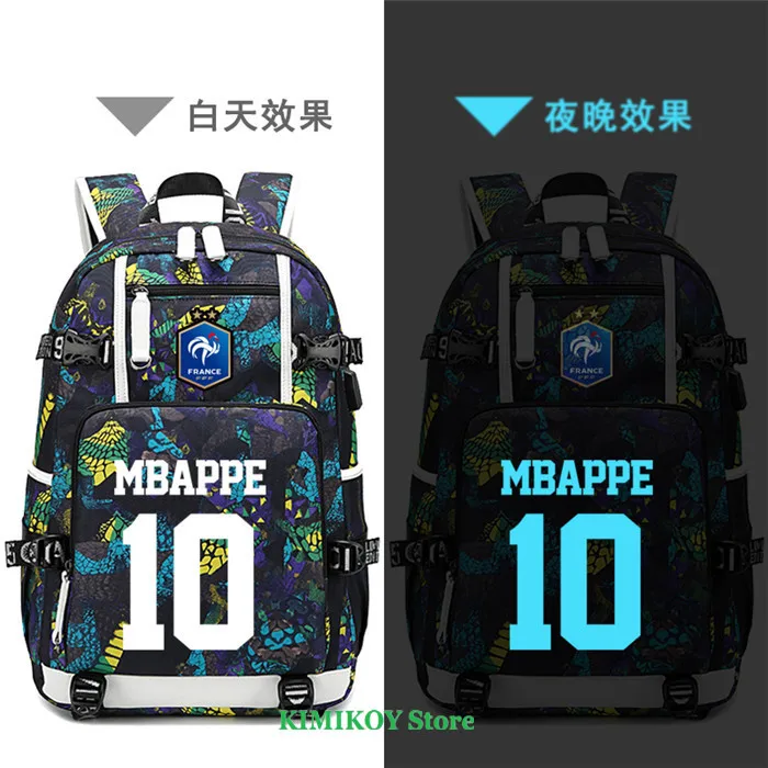 Футболист MBAPPE Neymar GRIEZMANN рюкзак 7 школьные сумки usb зарядка ноутбук Водонепроницаемый путешествия холст сумки большой емкости - Цвет: MBAPPE8