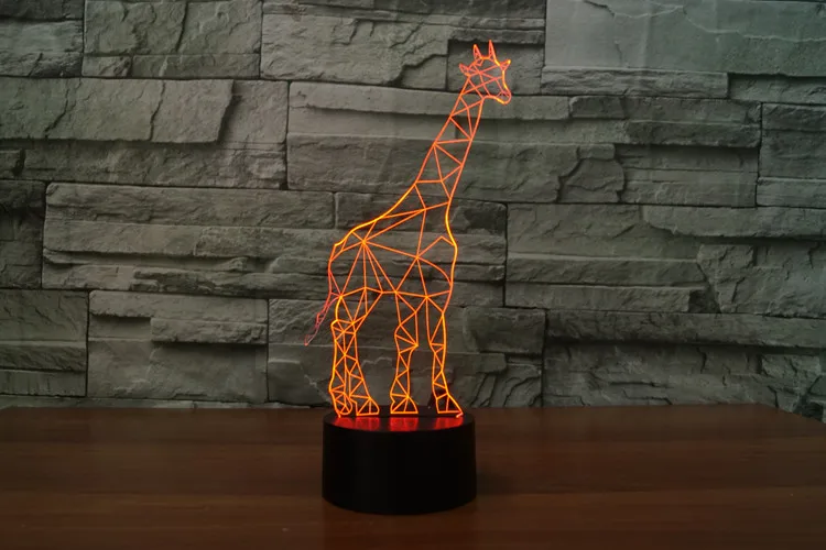 3d Светодиодная лампа жирафа 7 цветов меняющая цвет ночник для детской комнаты USB/3