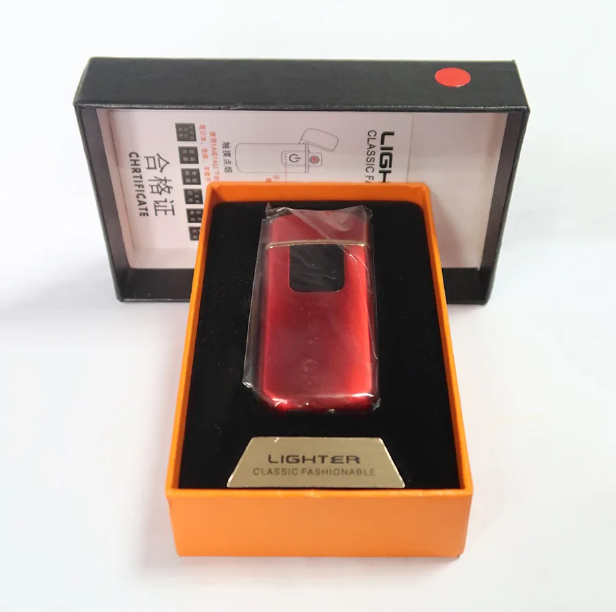 Сенсорная плазменная Зажигалка USB ультра-тонкий металлический ветрозащитный