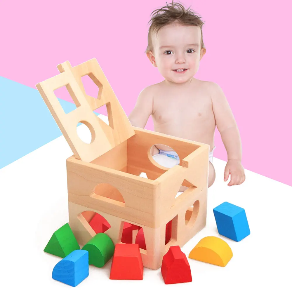 Wooden Color Stereo Building Blocks Geometry Early Childhood Shape Matching For chridre | Игрушки и хобби