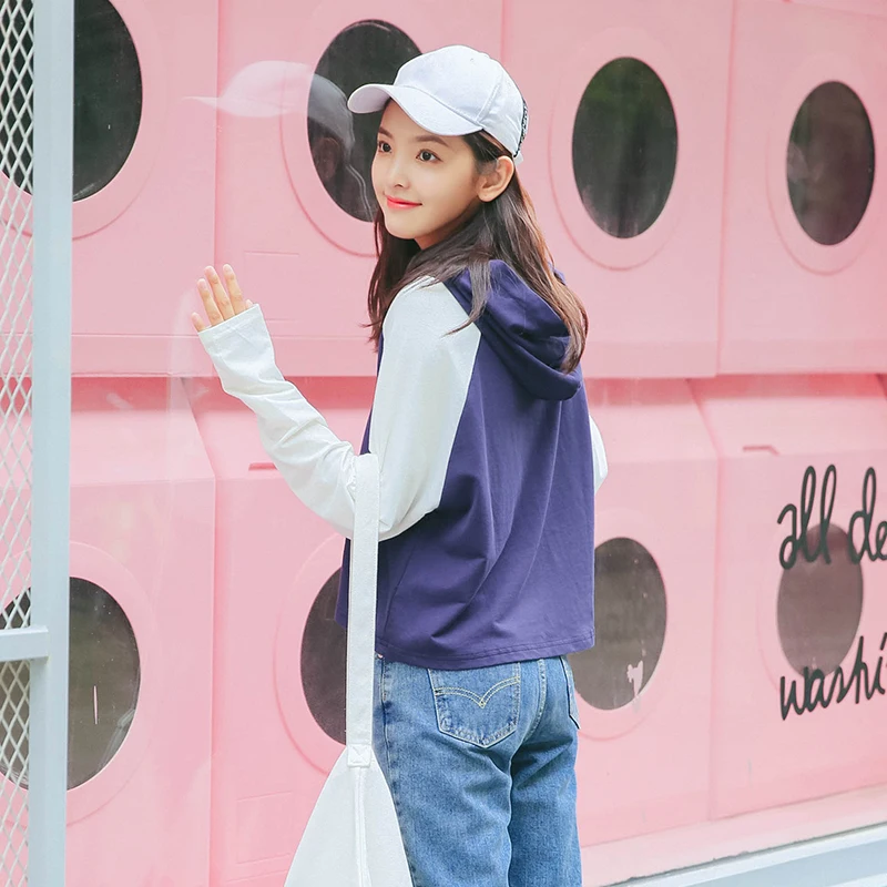 Симпатичные Harajuku Для женщин короткая рубашка с длинным рукавом Осень вышивка