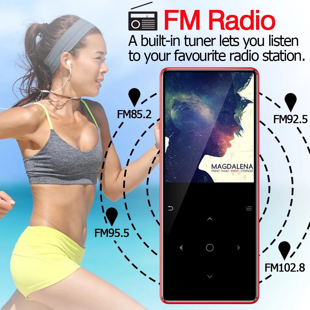 MP3 плеер с беспроводоной связью bluetooth сенсорных клавиш hi fi fm радио мини USB mp3 спортивные MP 3 hi-fi музыкальный плеер портативный металлический walkman объемом до 32 GB