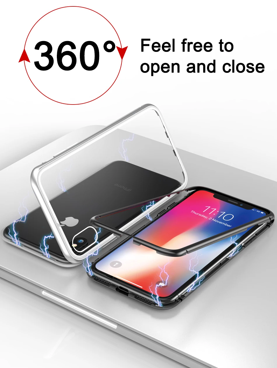 360 Magnetic Adsorption Case for iPhone 11 PRO MAX Clear Tempered Glass Magnet Cover for iPhone XR XS MAX X 6 6s Plus