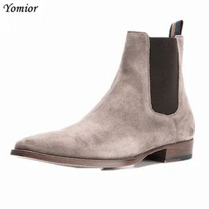 Ботинки Kanye West ручной работы, весна-зима, ботинки челси, ботильоны из натуральной кожи, свадебные вечерние классические ботинки, мотоциклетные мужские ботинки