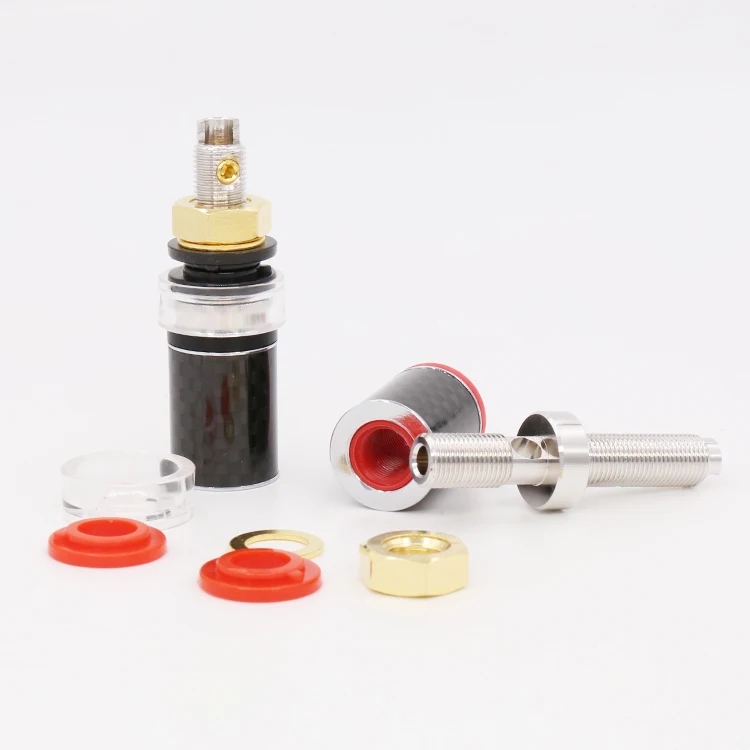 

Speaker Terminal Binding Post Pure Copper Rhodium Plated Carbon Fiber 4pcs