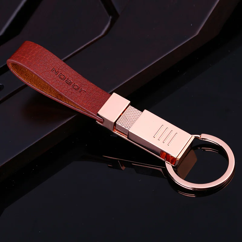 Red Бренд Jobon, Высококачественная цепочка для ключей, для женщин и мужчин, на заказ, брелок для ключей с надписью, Кожаный Автомобильный держатель для ключей, металлическая сумка, подвеска, лучший подарок, ювелирное изделие - Цвет: Red