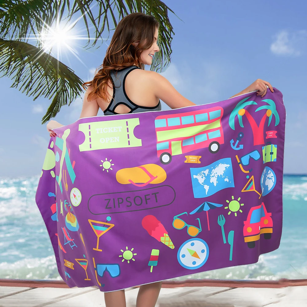 

Zipsoft Microfiber Quick Drying Beach Bath Swimming Outdoor Towels Bathing travel Toalla Pool Shower Compact Quick Drying Towel
