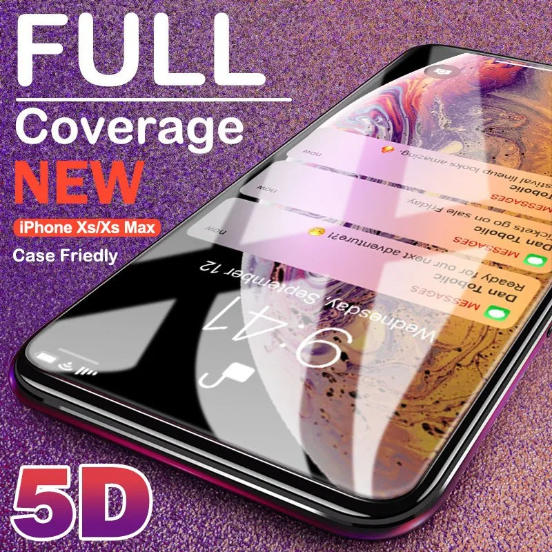 Для iPhone X XS 5 8 &quotзакаленное стекло 5D изогнутое полное покрытие края протектор