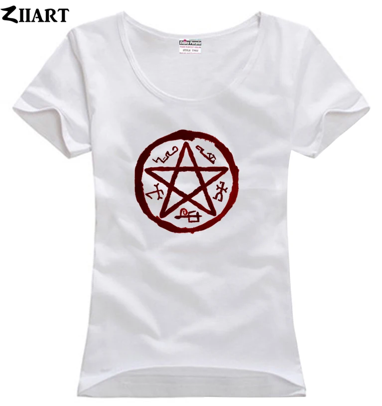 Supernatural Demon Symbols Devil's Trap Symbol одежда для пары женский o образный вырез хлопковая