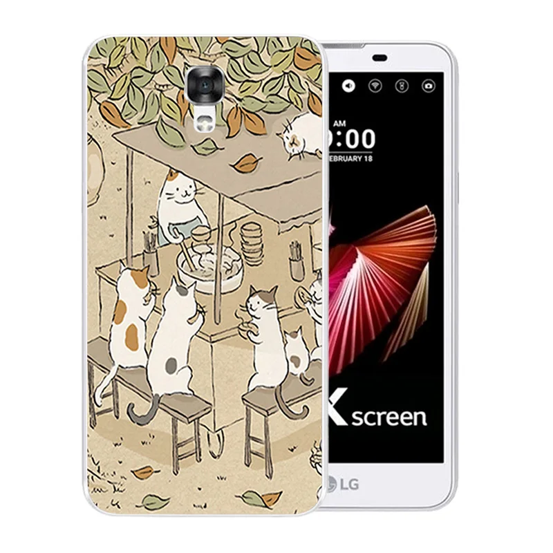 Мягкий ТПУ чехол для LG X Экран/X View K500N K500DS кошки семья из мягкого силикона с узором