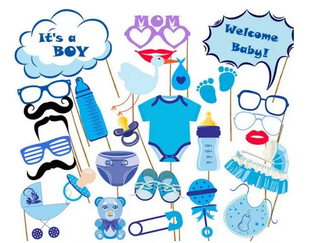 

Hot Photo Booth Props Photography mask paper Card boy girl For First 1 Birthday baby shower Party Decoration event gift