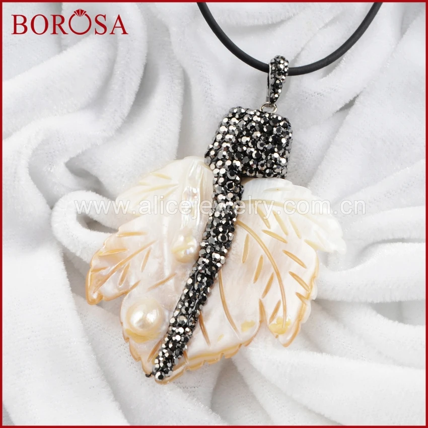 BOROSA 5 шт. ювелирные изделия Druzy натуральный корпус резной лист подвеска стразы