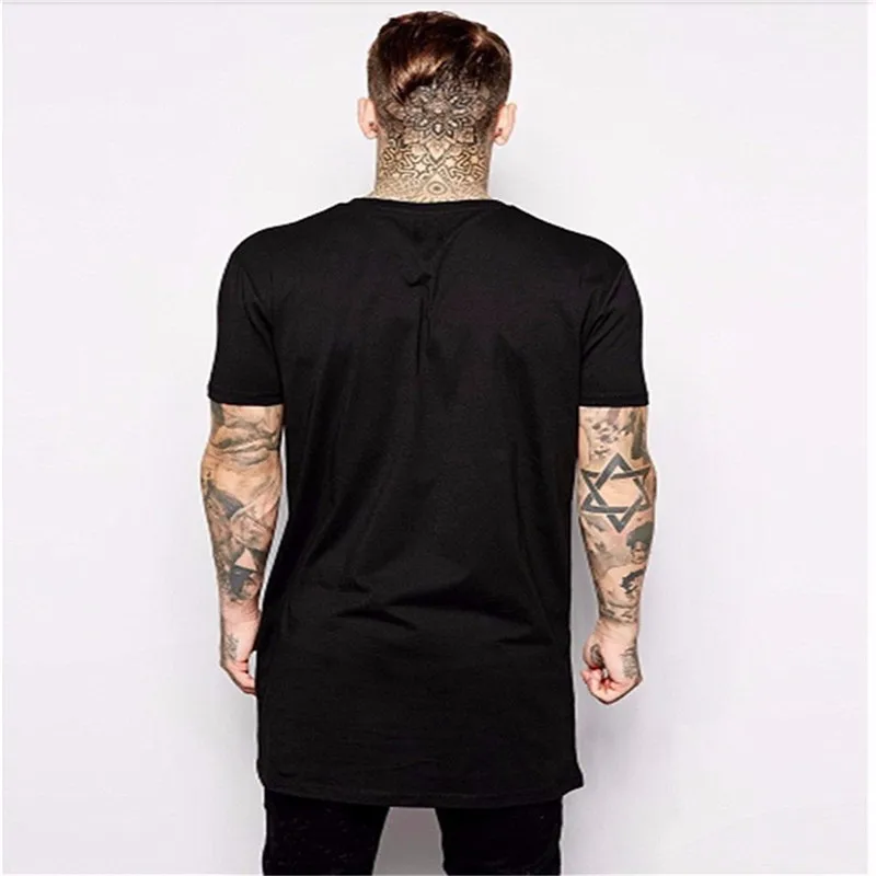 2017 новая одежда преступности длинные черные Футболки хип хоп ярусы