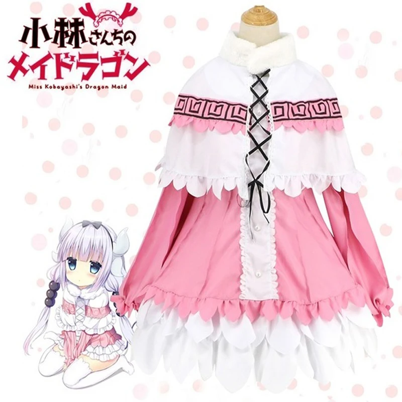 Аниме Miss Kobayashi's Dragon Maid Kamui Kanna фартук платье униформа одежда Meidofuku рубашка плащ