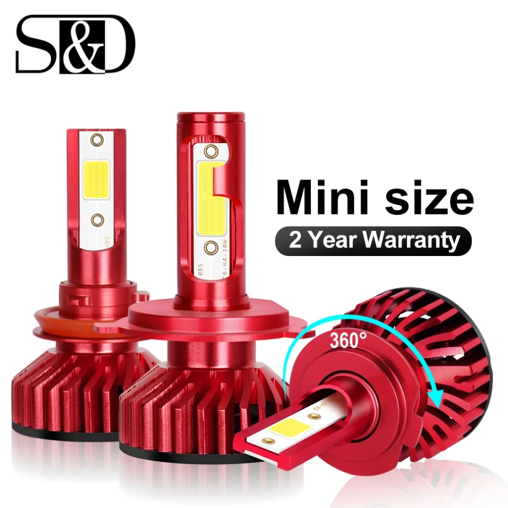 Лампа для автомобильных фар 2 шт. H7 Led Mini H4 H1 H3 H11 H8 H9 HB3 9005 HB4 9006 H27 880 881 6000K 10000LM 50 Вт
