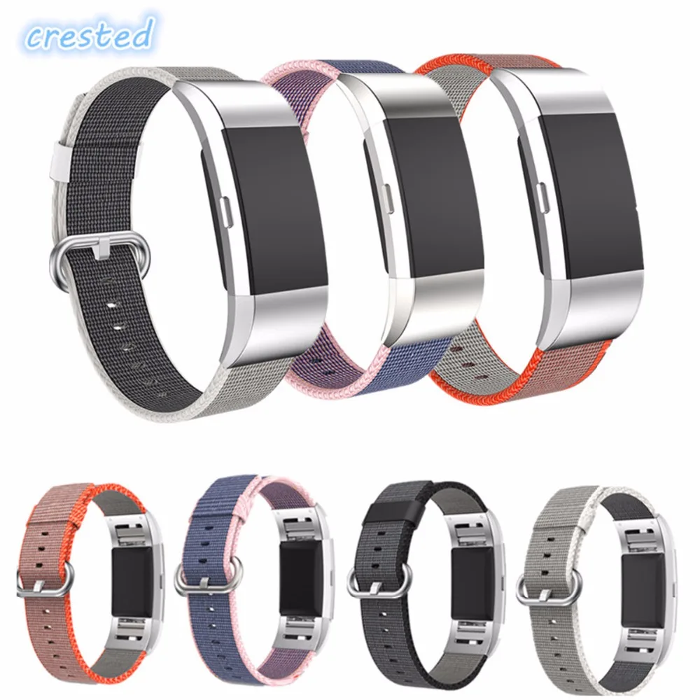 Спортивный тканый нейлоновый наручный ремешок для браслета FitBit Charge 2 гибкий