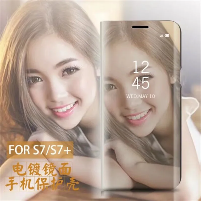 Умный зеркальный прозрачный чехол подставка для Samsung Galaxy S6 Крышка Edge Plus Модный s7