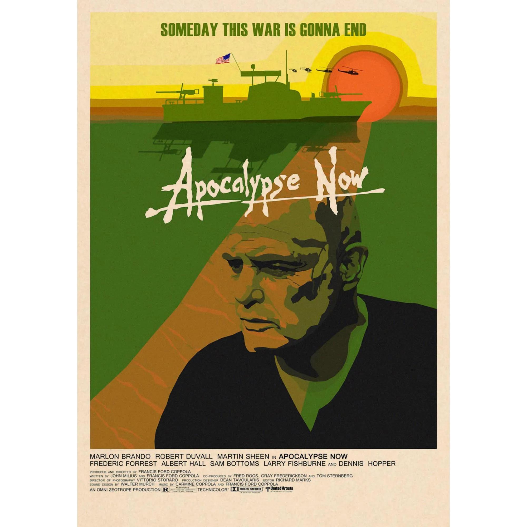 Фильм «Apocalypse Now», украшение для домашнего интерьера, крафт-фильм, плакат, рисунок, наклейки на стену 42*30 см - Цвет: Золотой