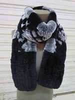 womens rex rabbit fur knitted scarf winter warm neckerchief shawl handmade fluffy soft hollow out woven pattern