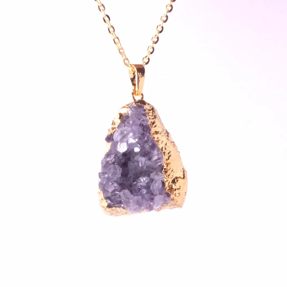 Цепочка с подвеской из натурального аметиста 1 шт.|quartz geode|stone pendantstones healing |
