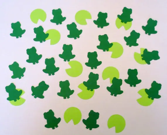 

Frog and Lilly Pad Die Cut Confetti wedding birthday bridal baby shower party Table decor scrapbooking favors