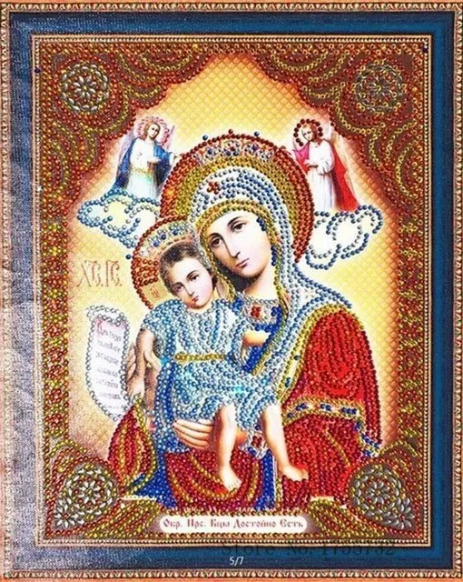 LP130 AZQSD алмазная живопись религия икона частичная 5D особая форма алмазная вышивка Дева Мэри Стразы картина, Алмазная мозаика - Цвет: LP130