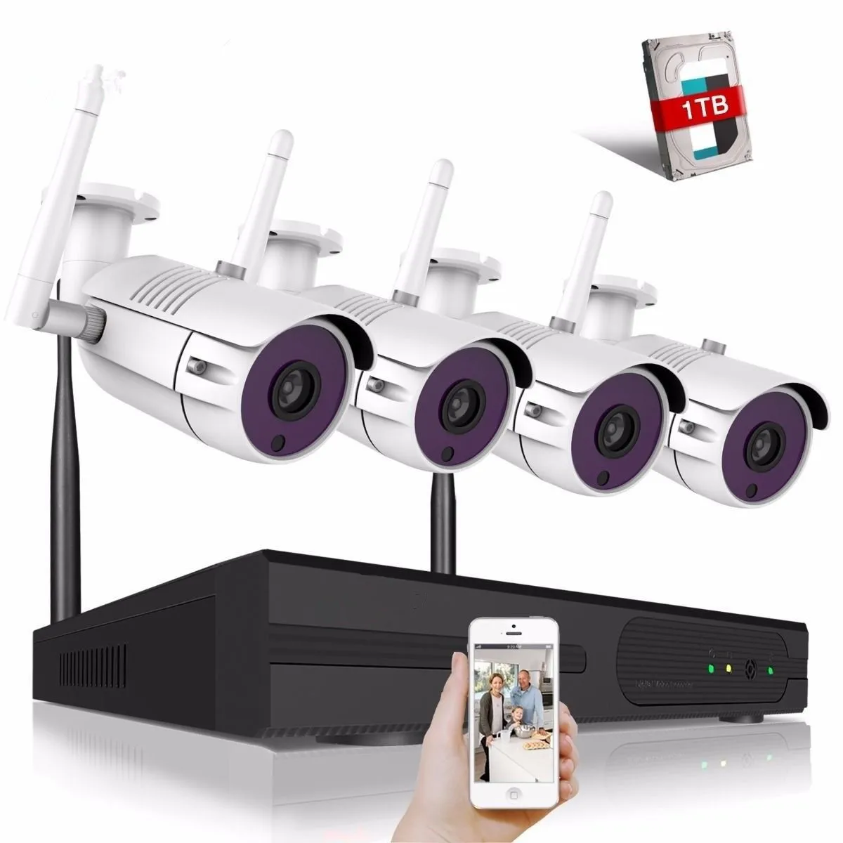 4 канальная система видеонаблюдения 960P NVR шт. 1 3 Мп ИК наружная беспроводная P2P Wi Fi