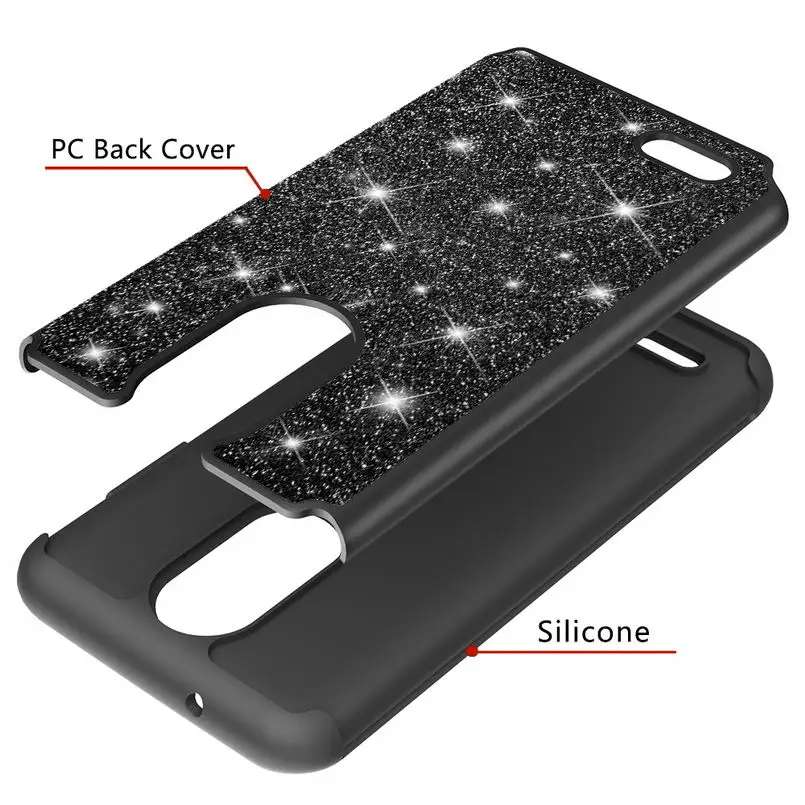 Чехол для LG Aristo 2 Bling Glitter в 1 силиконовый и поликарбонатный чехол Plus K8 2018 US Version V30