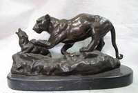 song voge gem s0109 western art statuary pure bronze copper leopard panther hunting quarry statue