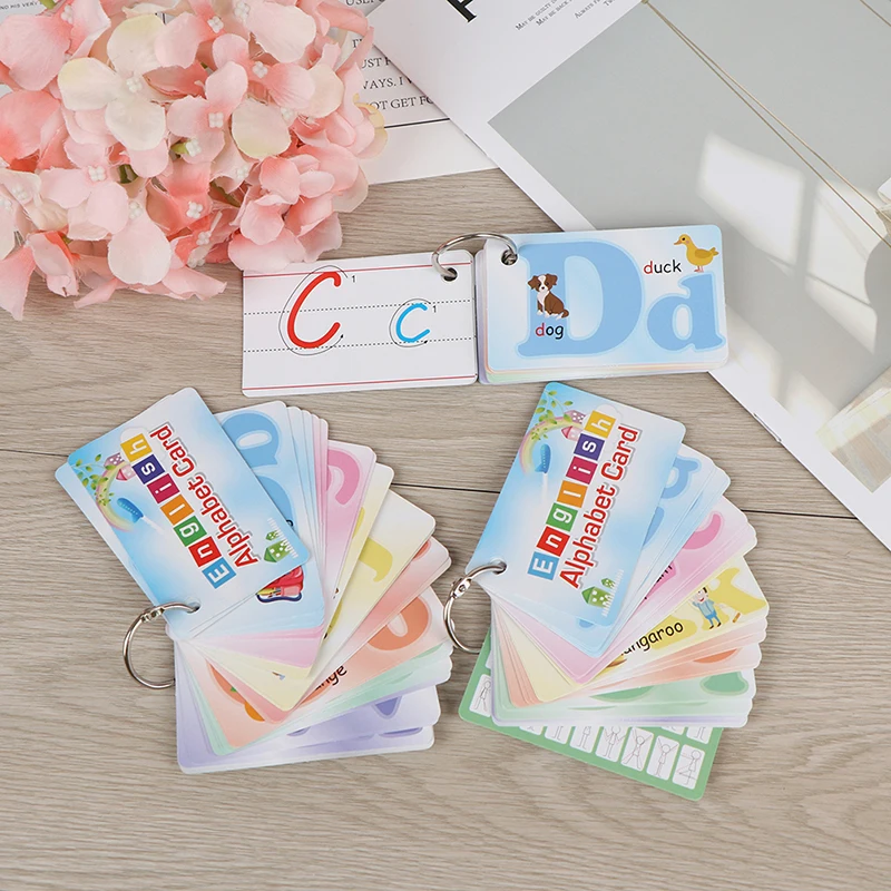 

26 Letter English Flash Card Handwritten Montessori Early Development Learning Educational Toy For Children Kid Gift With Buckle