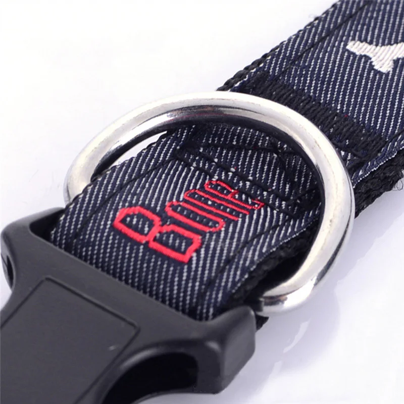 Джинсы ошейник для собак вышитый кожаный поводок ожерелье щенка маленькая