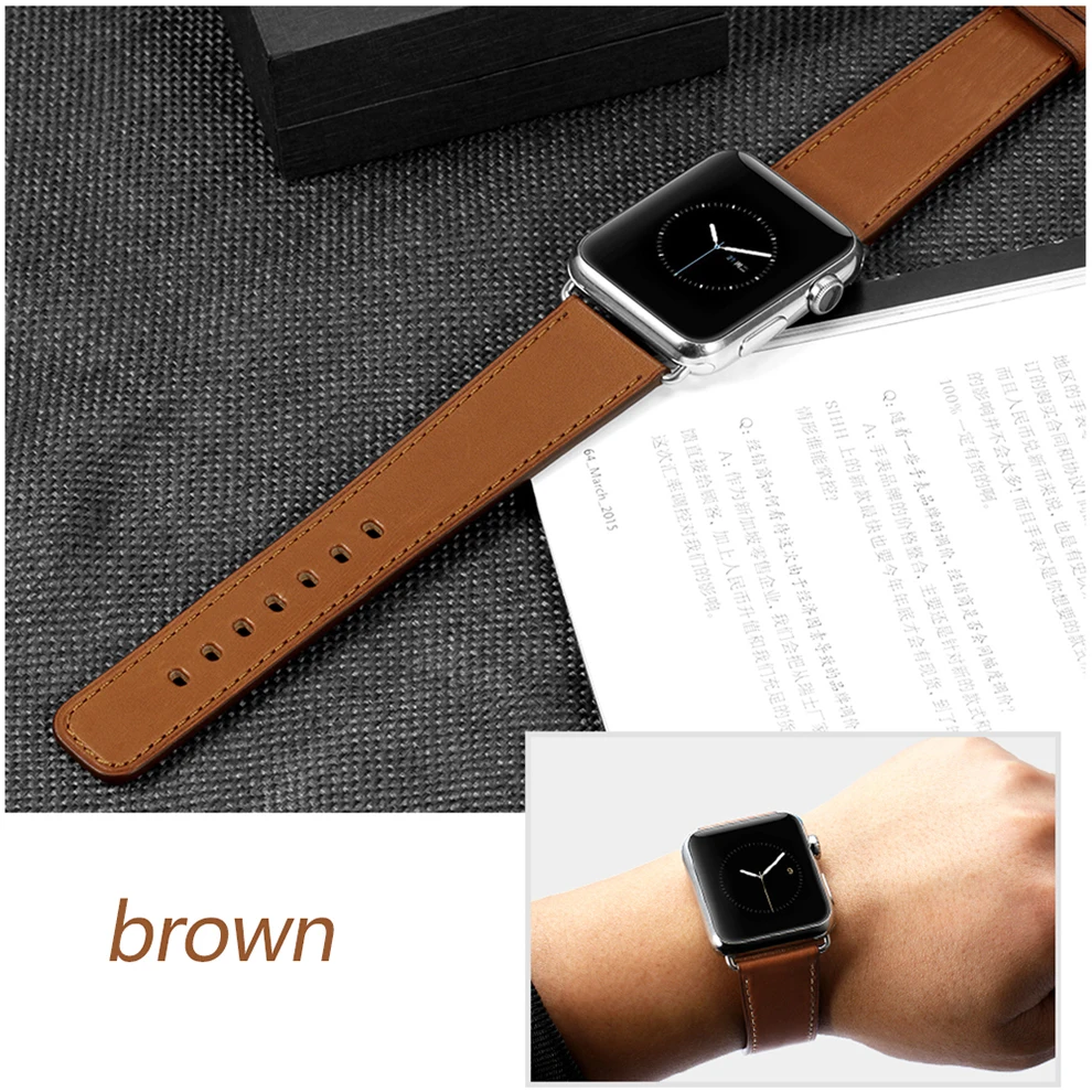 IStrap 38 мм 42 мм/40 мм 44 мм оранжевый/красный/черный кожаный ремешок Geuine для iWatch серии 1 2 3 4 ремешок для Apple Watch Sport Edition