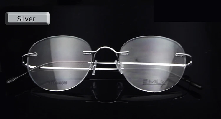 Rimless Titanium sil Ультралегкая оправа для очков без оправы Женская титановая Гибкая Золотая круглая рамка для очков для мужчин оправа для очков Oculos De Grau - Цвет оправы: Rimless Titanium sil
