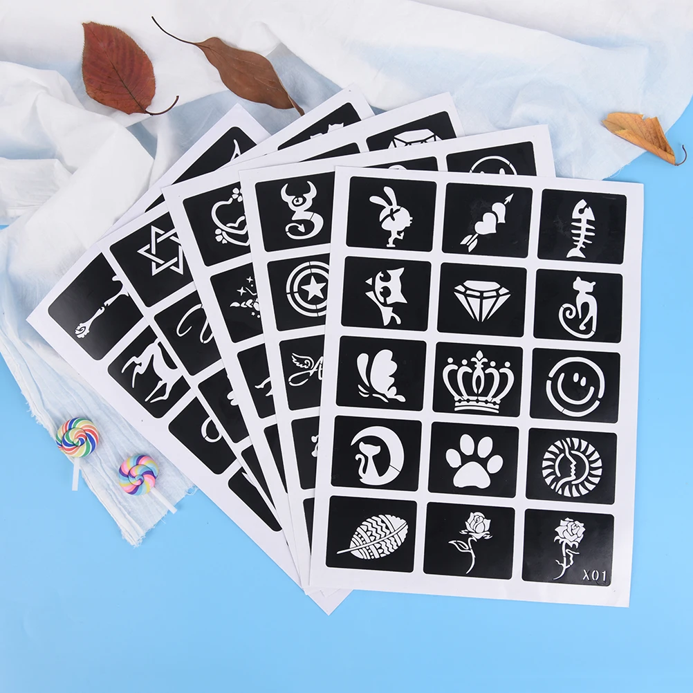 

New Small Cute Flower Butterfly Cartoon Tattoo Stencil Airbrush Glitter Tattoo Stencil Drawing Template Woman Girl Kids