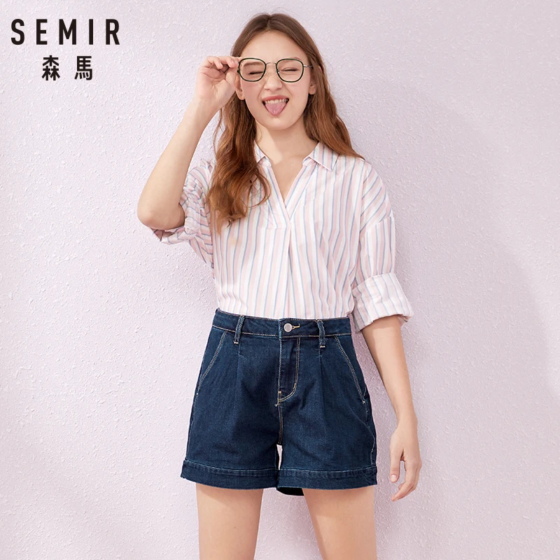 Женские джинсовые шорты SEMIR повседневные тонкие с высокой талией в Корейском