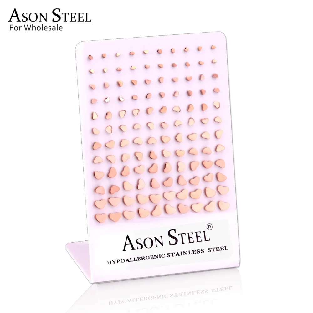 Серьги-гвоздики в виде сердца ASONSTEEL Винтажные серьги из нержавеющей стали цвета