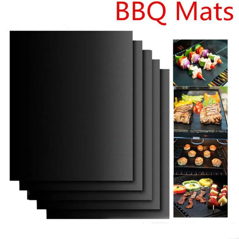 2018 3/5шт/упак. Маты для гриля BBQ Высокотемпературно-стойкие Листы для жарки Портативные Легко чистящиеся черные 40*33см.