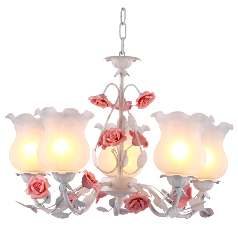 

Creative art, romantic warmth pink roses glass chandeliers courtyard restaurant chandeliers