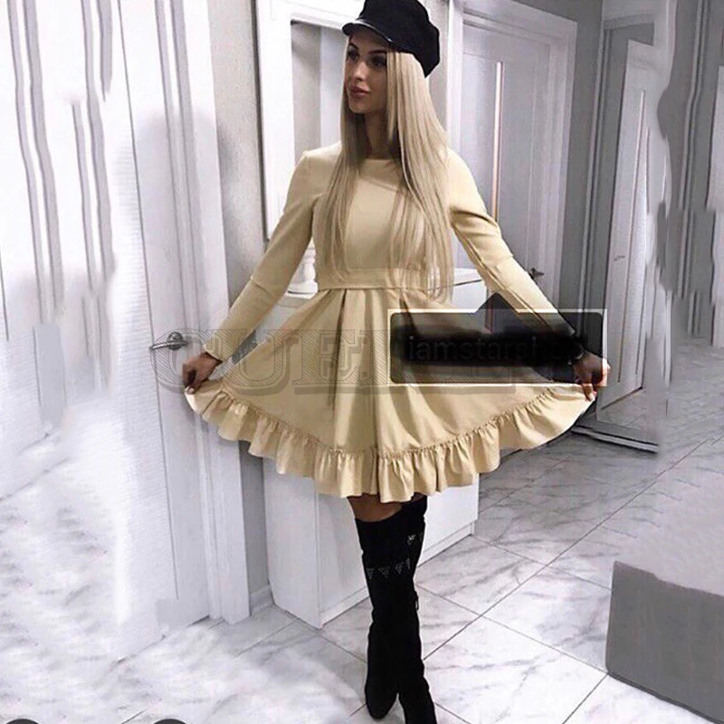 2019 Новое Женское повседневное пояс-бандаж вечерние мини платье с длинным рукавом