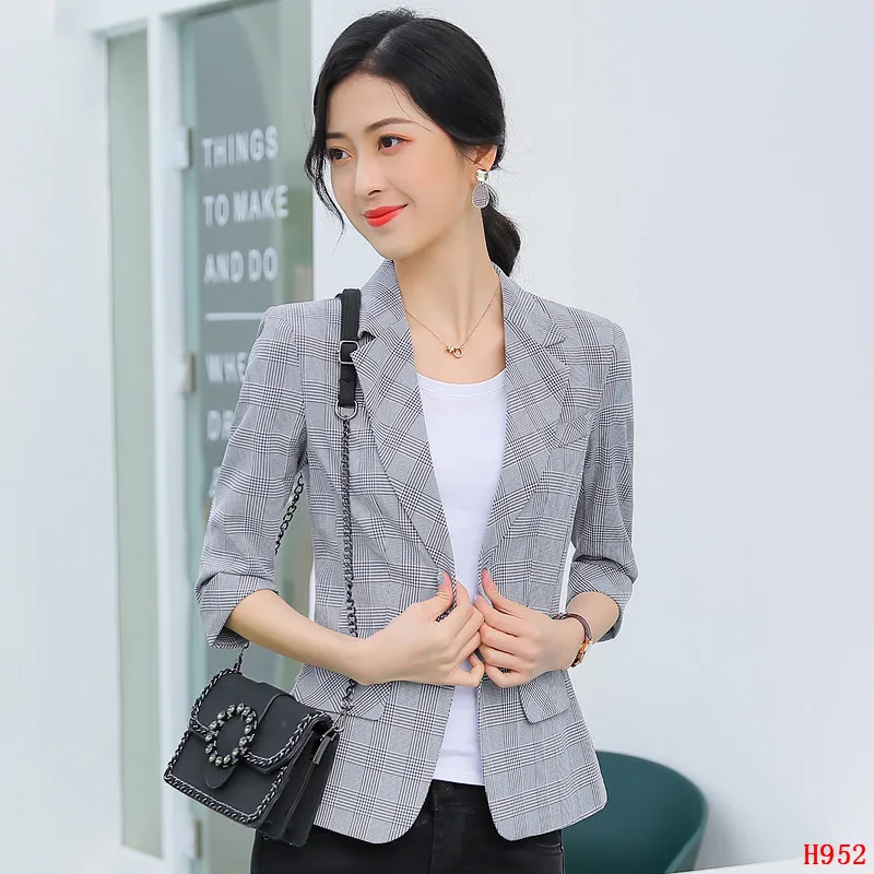 New 2019 Summer Formal Ladies Grey Blazers Women Jackets Half Sleeve Office Work Wear Clothes OL Style | Женская одежда