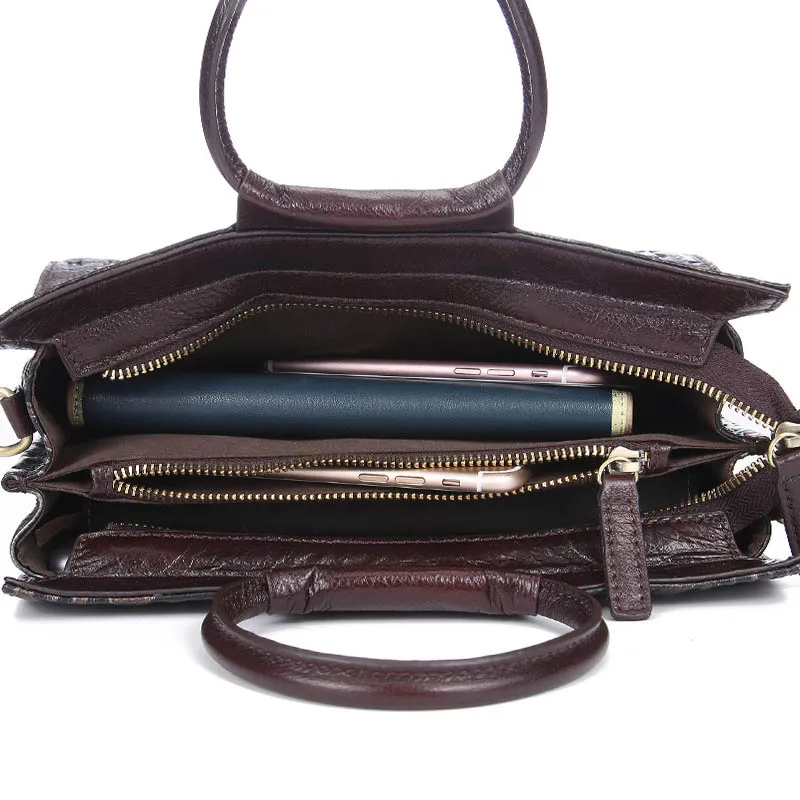 Женская винтажная сумка из натуральной кожи с карманами|genuine leather shoulder bag|leather