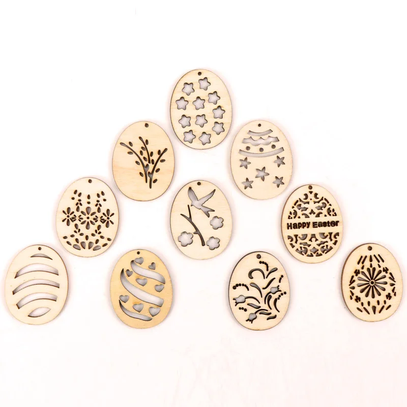 

Wooden Mix Easter Egg Pattern Painting pendant Scrapbooking Craft Handmade Home Drop Hanging Decoration Accessory DIY 40mm 20pcs