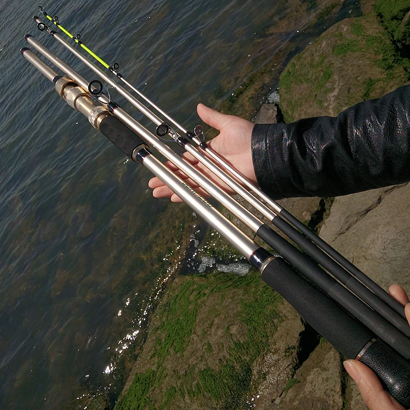 

2.1/2.4/2.7/3m 2 tips 24T carbon jigging rod XH fishing rod trolling rod surfcasting 4 sections metal reel seat ocean boat rods
