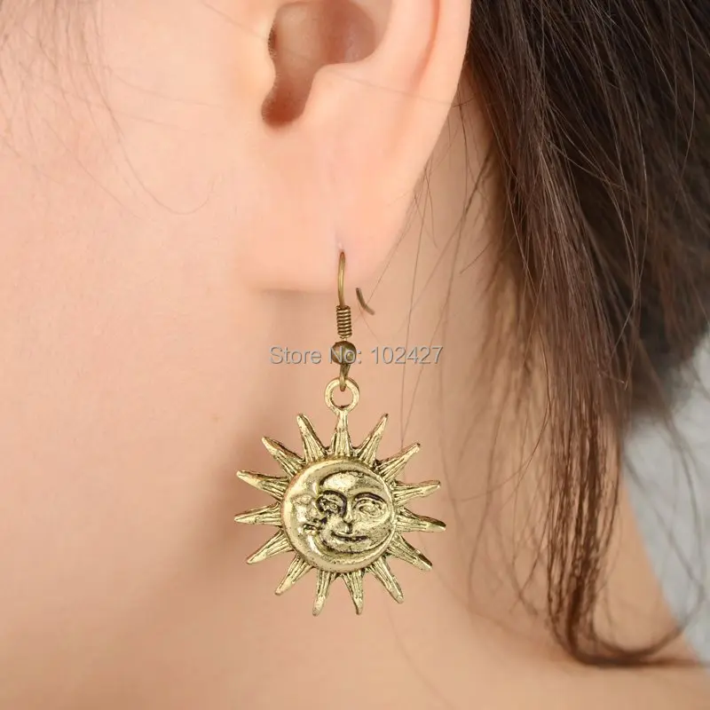Новые стильные модные ретро Висячие серьги Винтажные Sun Moon для женщин Brincos