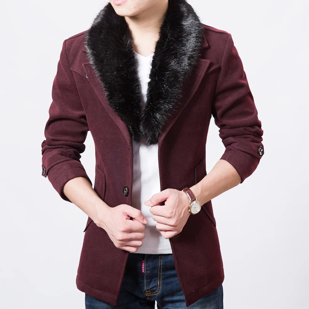 Новинка Зима 2019 повседневное приталенное шерстяное пальто мужская зимняя куртка