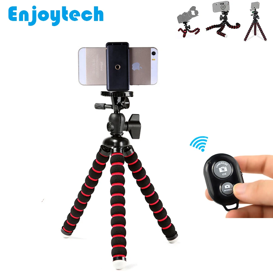 

Mini Flexible Octopus Tripod With Bluetooth Remote for Iphone Samsung Xiaomi Android Phones Stand Tripod for Gopro SJcam Cameras