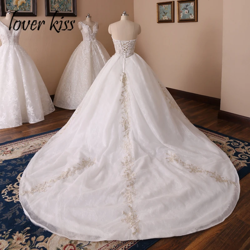 Любовник Поцелуй халат de Mariage 2021 платья пачки без бретелек Кружева свадебное
