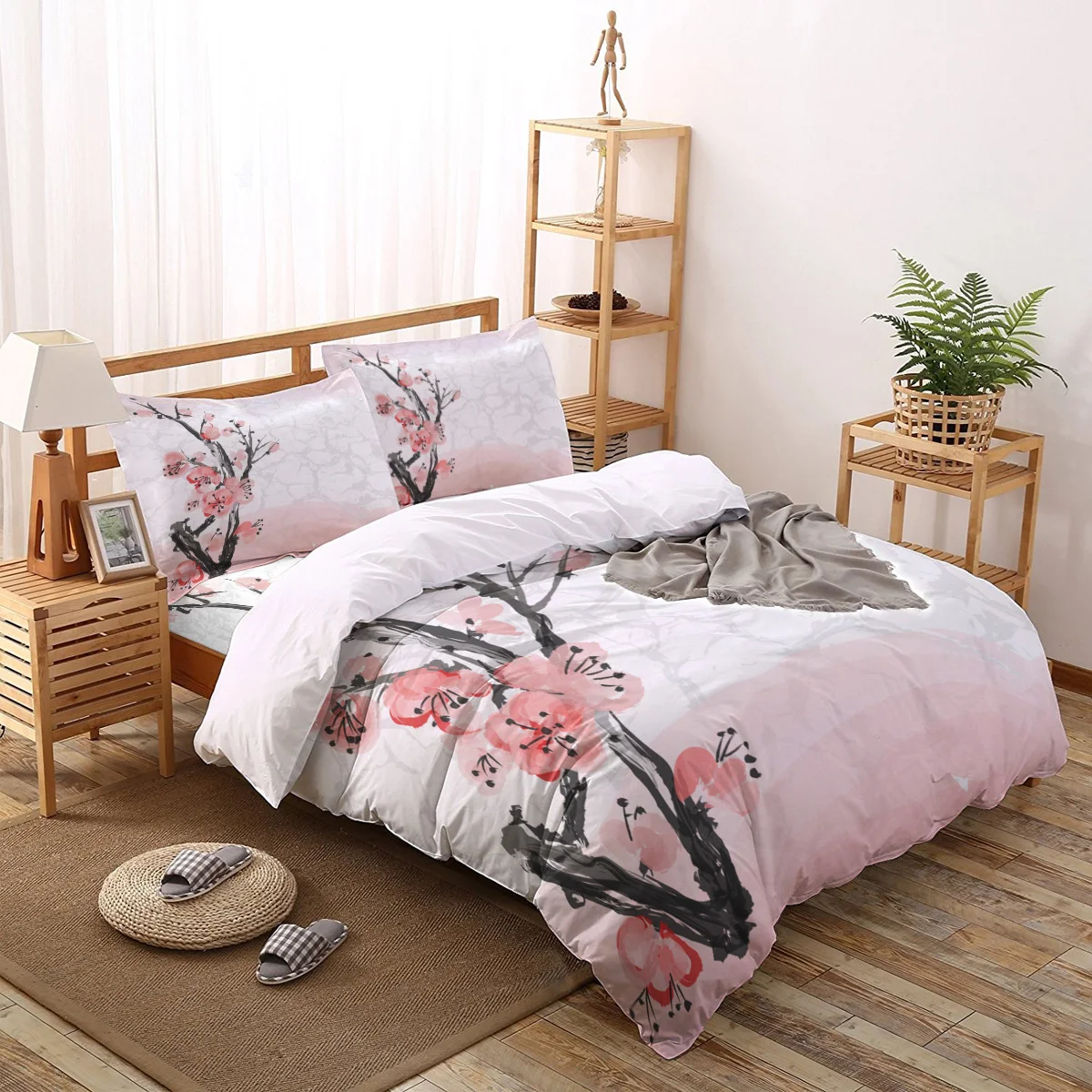 Familydecorder розовые вишневые постельные принадлежности с цветами Набор роскошное покрывало постельных принадлежностей s 3D King размер красный синий хлопок DHL