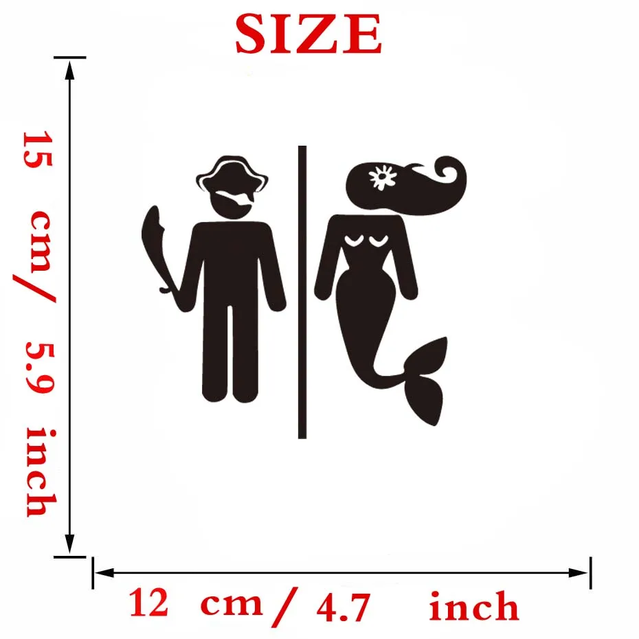 Funny Decals Mermaid Wome Men Door Vinyl Stickers Modern Wall Toilet WC Note Washroom Bathroom Home Decor Art | Дом и сад